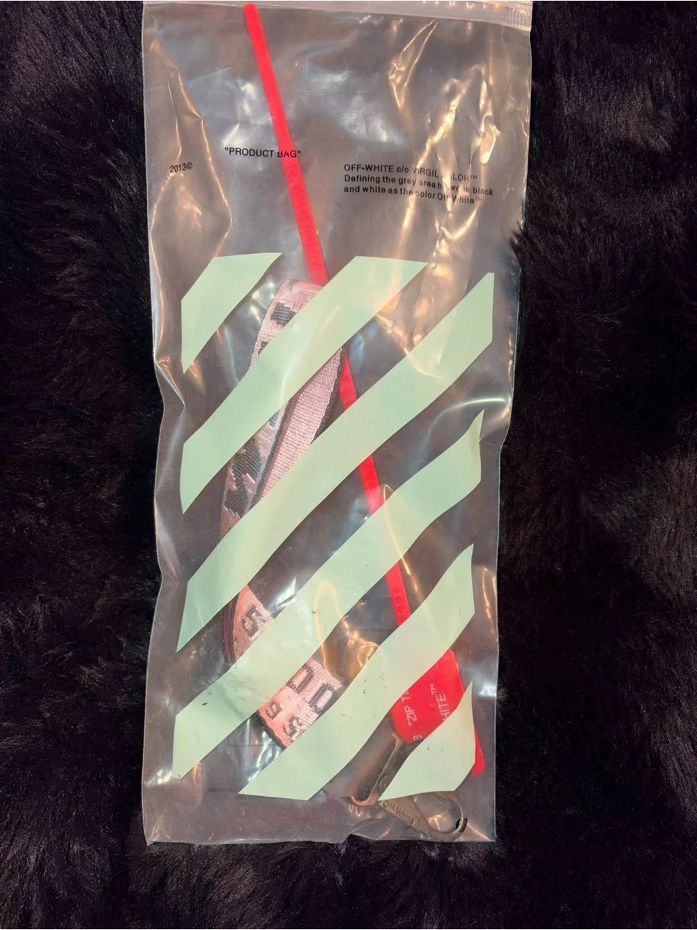 Off-White Industrial Pink Lanyard Keychain + Red Zip Tie & Product Bag